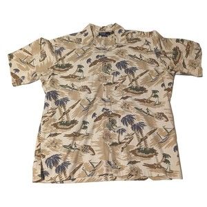 * Vintage Polo Ralph Lauren Clayton Hawaiian Mens SS Button Up Shirt Size Large